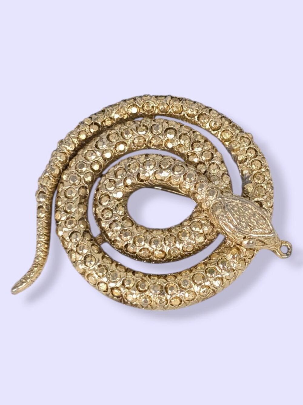 Gold Tone Coiled Snake Brooch